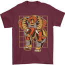 Steampunk Elephant Mens T-Shirt 100% Cotton Maroon