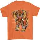 Steampunk Elephant Mens T-Shirt 100% Cotton Orange