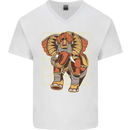 Steampunk Elephant Mens V-Neck Cotton T-Shirt White