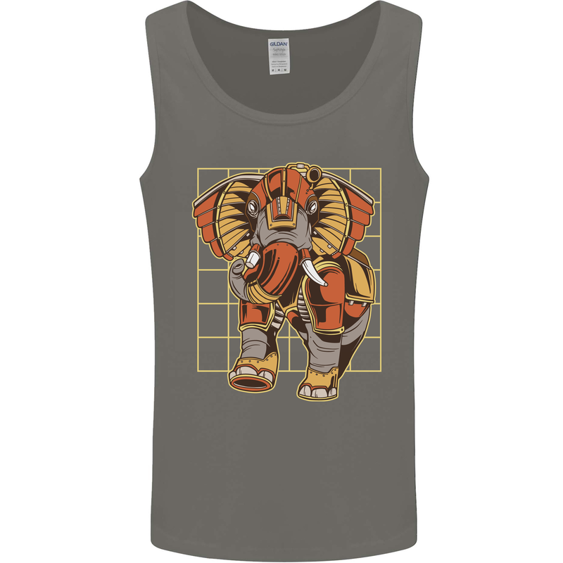 Steampunk Elephant Mens Vest Tank Top Charcoal