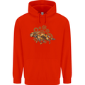 Steampunk Fox Childrens Kids Hoodie Bright Red