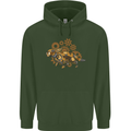 Steampunk Fox Childrens Kids Hoodie Forest Green