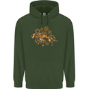 Steampunk Fox Childrens Kids Hoodie Forest Green