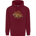 Steampunk Fox Childrens Kids Hoodie Maroon