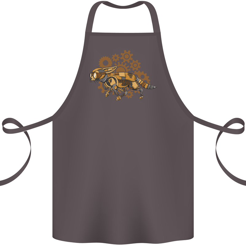 Steampunk Fox Cotton Apron 100% Organic Dark Grey