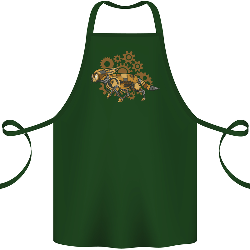 Steampunk Fox Cotton Apron 100% Organic Forest Green