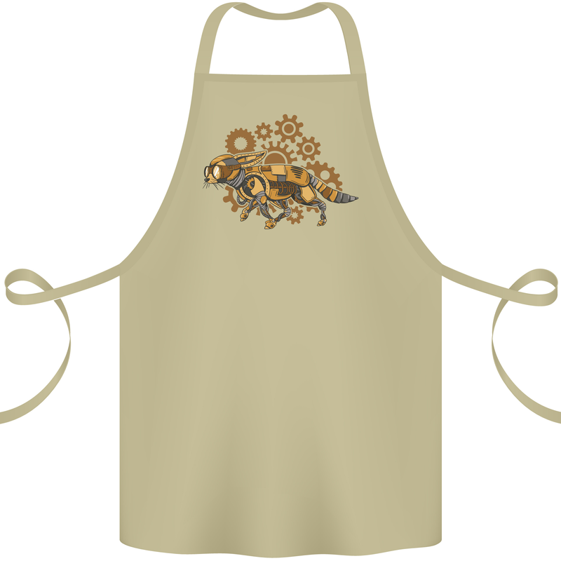Steampunk Fox Cotton Apron 100% Organic Khaki