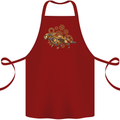 Steampunk Fox Cotton Apron 100% Organic Maroon