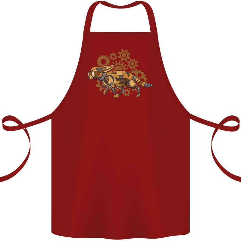 Steampunk Fox Cotton Apron 100% Organic Maroon