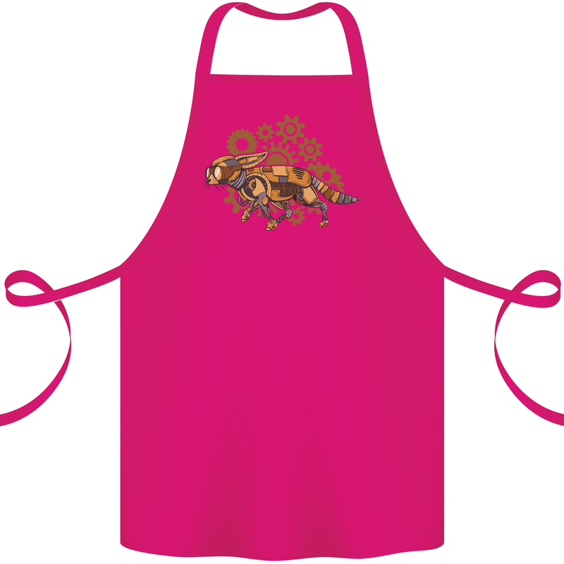 Steampunk Fox Cotton Apron 100% Organic Pink