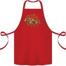 Steampunk Fox Cotton Apron 100% Organic Red