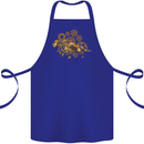 Steampunk Fox Cotton Apron 100% Organic Royal Blue