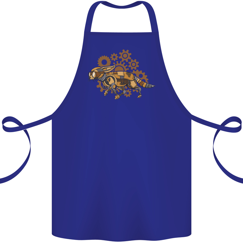 Steampunk Fox Cotton Apron 100% Organic Royal Blue