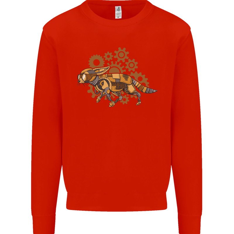 Steampunk Fox Kids Sweatshirt Jumper Bright Red
