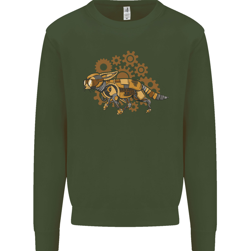 Steampunk Fox Kids Sweatshirt Jumper Forest Green