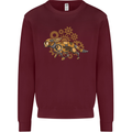 Steampunk Fox Kids Sweatshirt Jumper Maroon