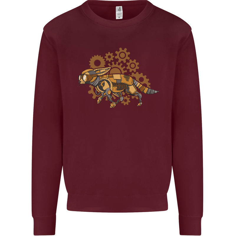 Steampunk Fox Kids Sweatshirt Jumper Maroon