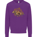 Steampunk Fox Kids Sweatshirt Jumper Purple