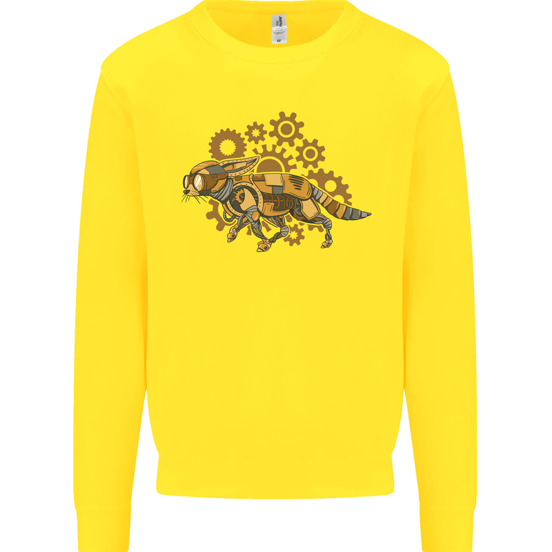 Steampunk Fox Kids Sweatshirt Jumper Yellow