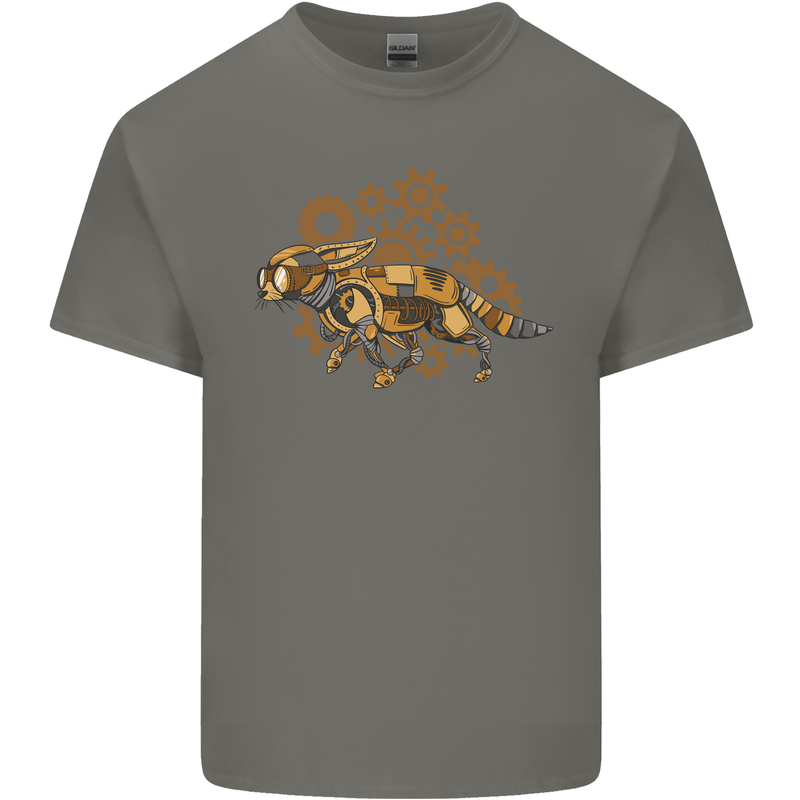 Steampunk Fox Kids T-Shirt Childrens Charcoal