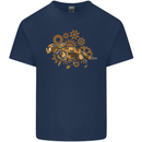 Steampunk Fox Kids T-Shirt Childrens Navy Blue