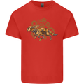 Steampunk Fox Kids T-Shirt Childrens Red
