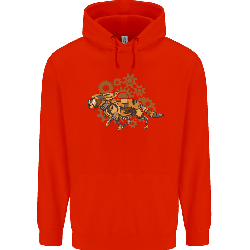 Steampunk Fox Mens 80% Cotton Hoodie Bright Red