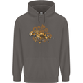 Steampunk Fox Mens 80% Cotton Hoodie Charcoal