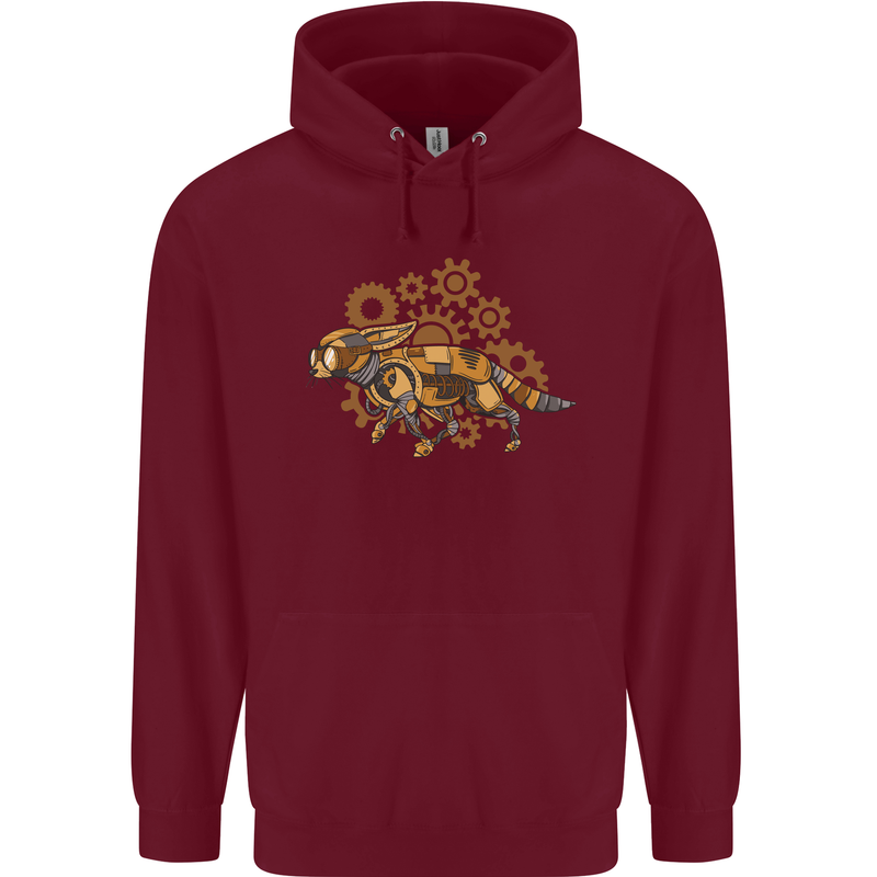 Steampunk Fox Mens 80% Cotton Hoodie Maroon