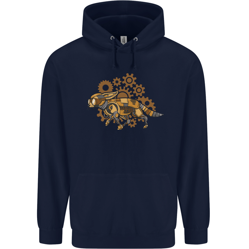Steampunk Fox Mens 80% Cotton Hoodie Navy Blue