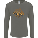 Steampunk Fox Mens Long Sleeve T-Shirt Charcoal