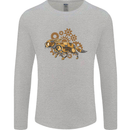 Steampunk Fox Mens Long Sleeve T-Shirt Sports Grey