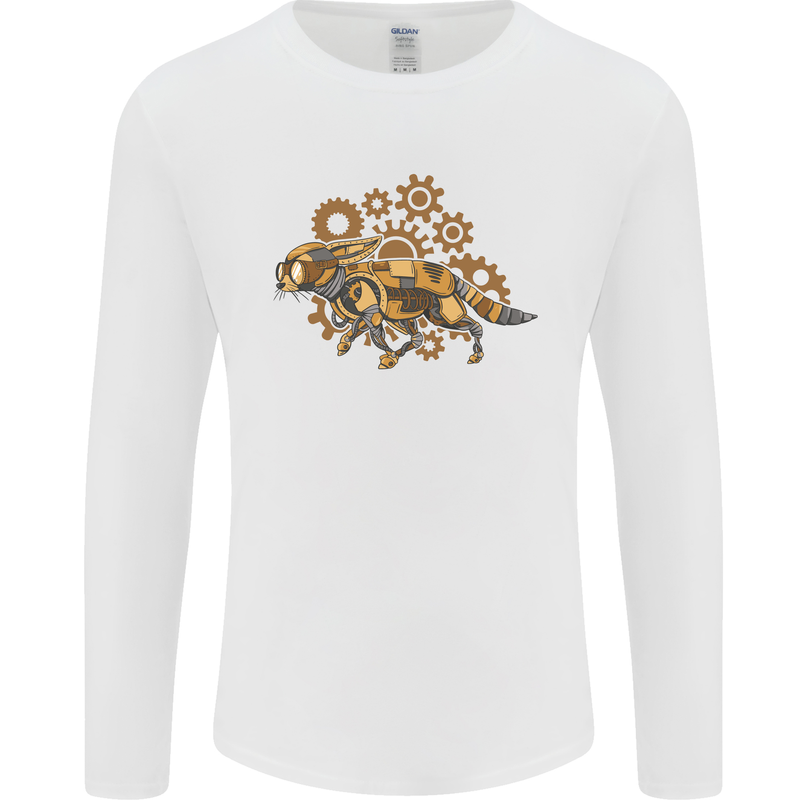 Steampunk Fox Mens Long Sleeve T-Shirt White