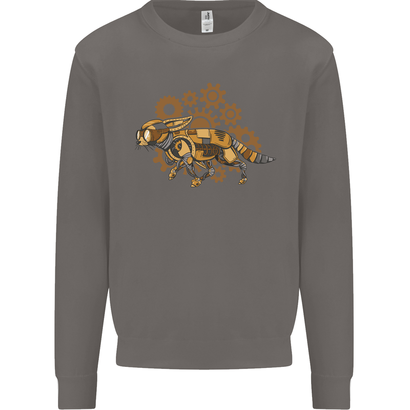 Steampunk Fox Mens Sweatshirt Jumper Charcoal