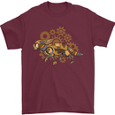 Steampunk Fox Mens T-Shirt 100% Cotton Maroon