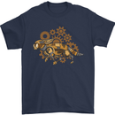 Steampunk Fox Mens T-Shirt 100% Cotton Navy Blue