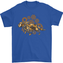 Steampunk Fox Mens T-Shirt 100% Cotton Royal Blue