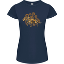 Steampunk Fox Womens Petite Cut T-Shirt Navy Blue