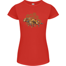 Steampunk Fox Womens Petite Cut T-Shirt Red