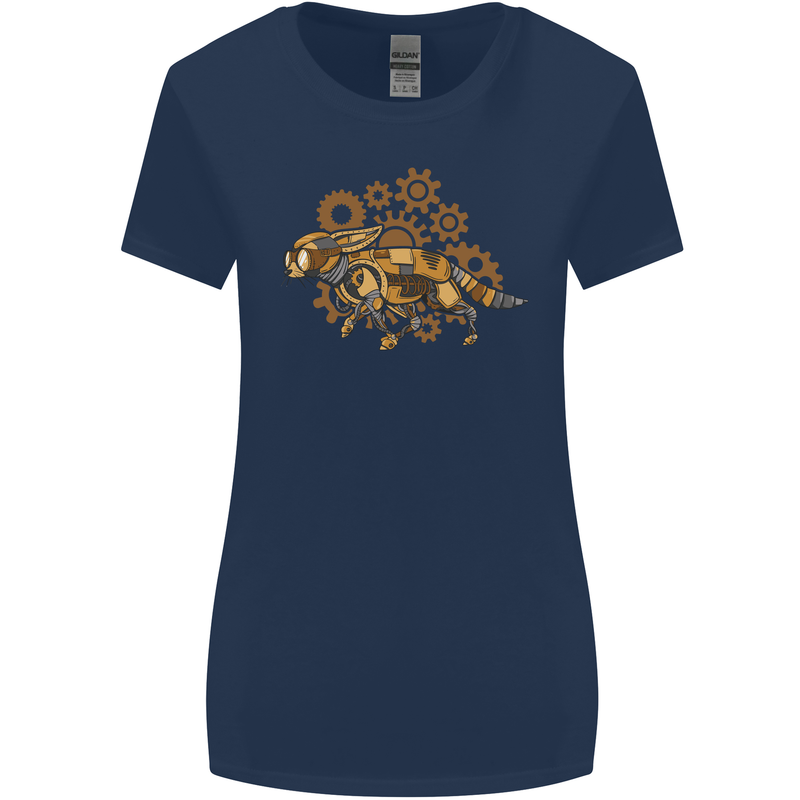 Steampunk Fox Womens Wider Cut T-Shirt Navy Blue