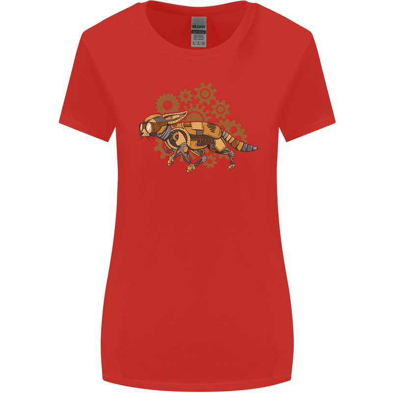 Steampunk Fox Womens Wider Cut T-Shirt Red