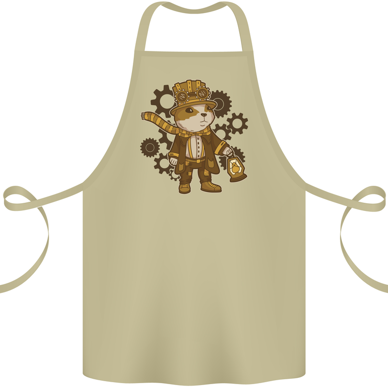 Steampunk Hamster Cotton Apron 100% Organic Khaki