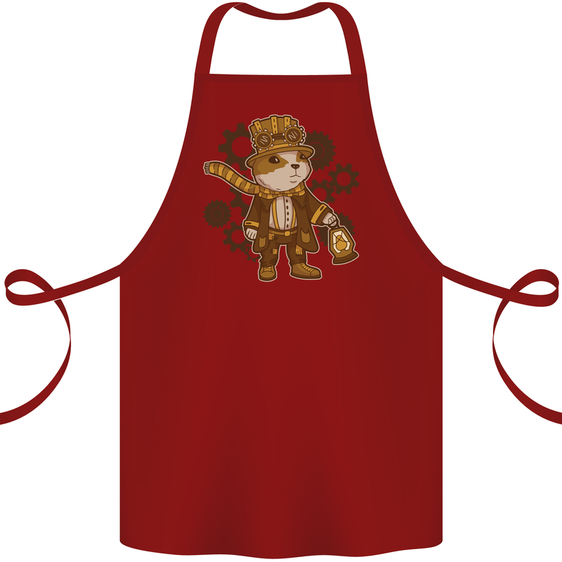Steampunk Hamster Cotton Apron 100% Organic Maroon