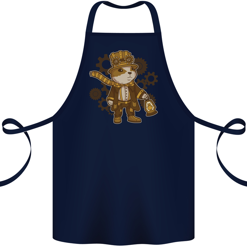 Steampunk Hamster Cotton Apron 100% Organic Navy Blue