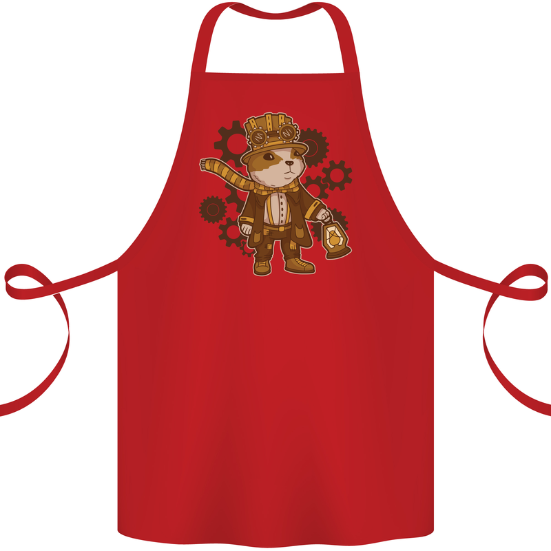 Steampunk Hamster Cotton Apron 100% Organic Red