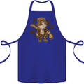 Steampunk Hamster Cotton Apron 100% Organic Royal Blue