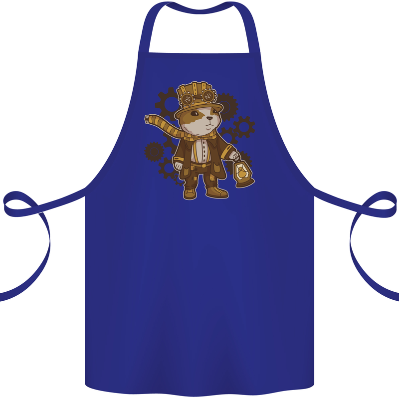 Steampunk Hamster Cotton Apron 100% Organic Royal Blue