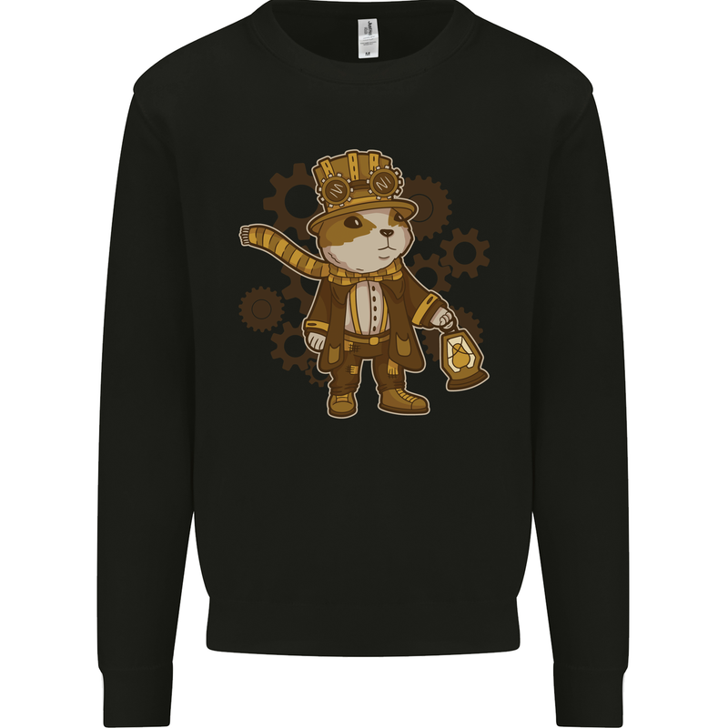 Steampunk Hamster Kids Sweatshirt Jumper Black