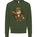 Steampunk Hamster Kids Sweatshirt Jumper Forest Green