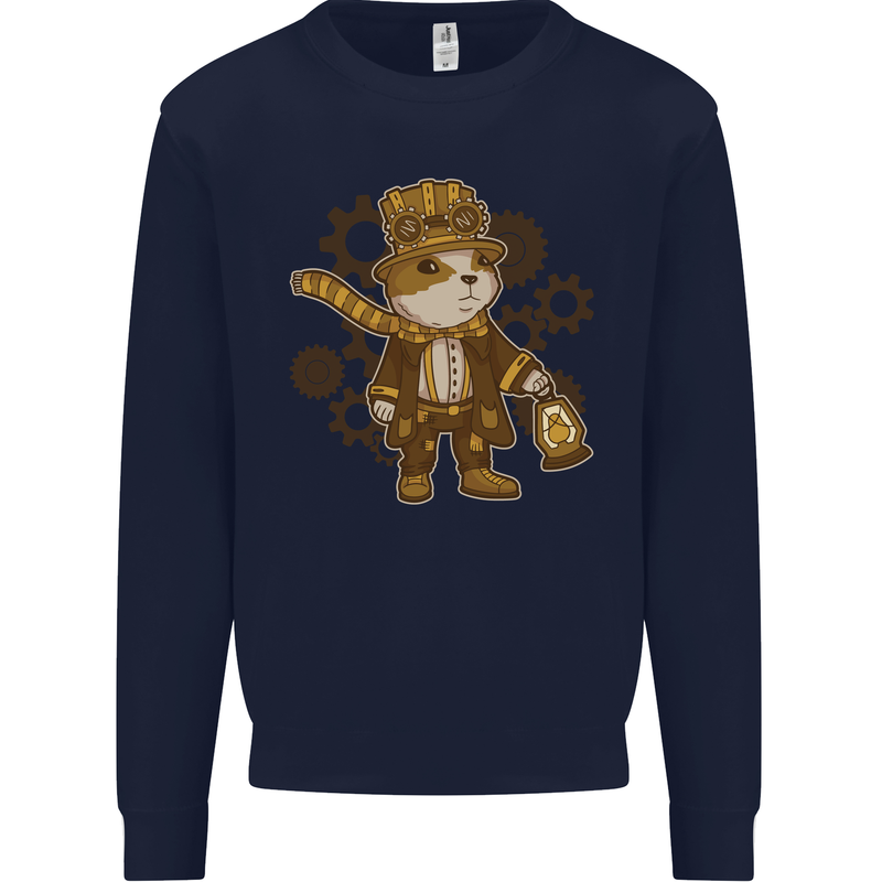 Steampunk Hamster Kids Sweatshirt Jumper Navy Blue